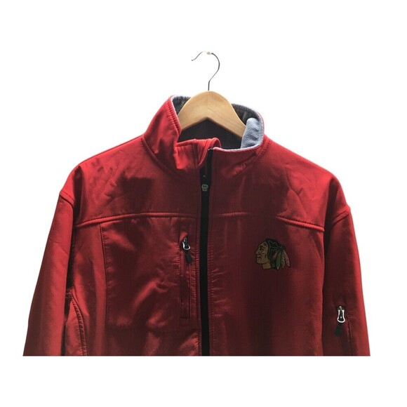 NHL Jacket Men's Size Large Red Black Hawks Sweatshirt Full Zip - Picture 3 of 8